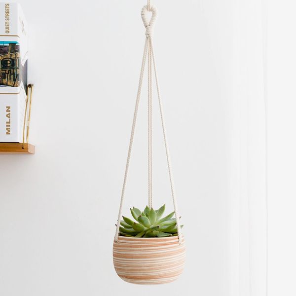 Mkono Macrame Ceramic Hanging Planter Small