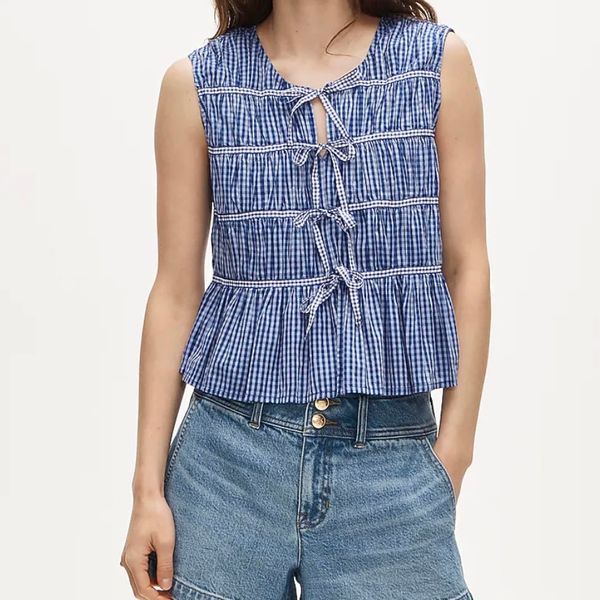 J.Crew Tie-Front Top in Gingham