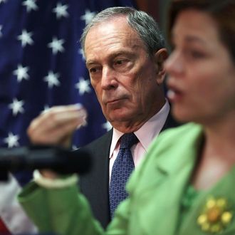 New York City Mayor Michael Bloomberg listens as City Council Speaker Christine Quinn speaks to the media at the opening of the Workforce1 Veterans Career center on July 31, 2012 in New York City. The center will offer area veterans assistance in their job search, help with resumes and classes on how to perfect the interview process. According to the Bureau of Labor Statistics, the unemployment rate for all veterans in June was 7.4 percent.