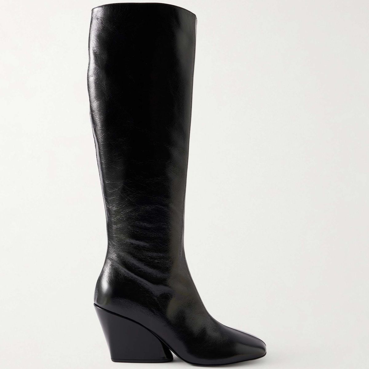 Proenza Schouler Slant 80 Glossed-Leather Knee Boots