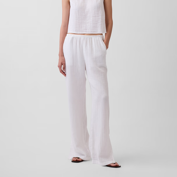 Gap Cotton Gauze Easy Split-Hem Pants