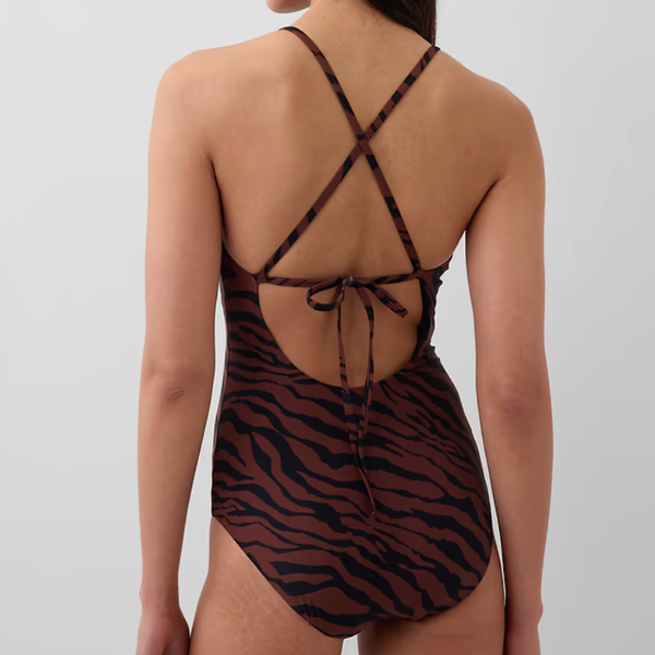Gap Cross-Back One-Piece Swimsuit - Zebra Print