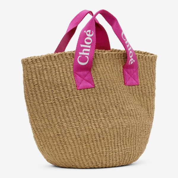 Chloé Kids Brown Mifuko Edition Raffia Tote