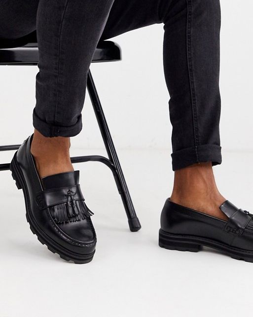 asos men's black loafers