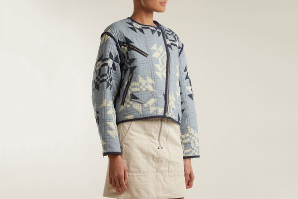 Isabel Marant Lazel Geometric-Print Cropped Cotton Jacket