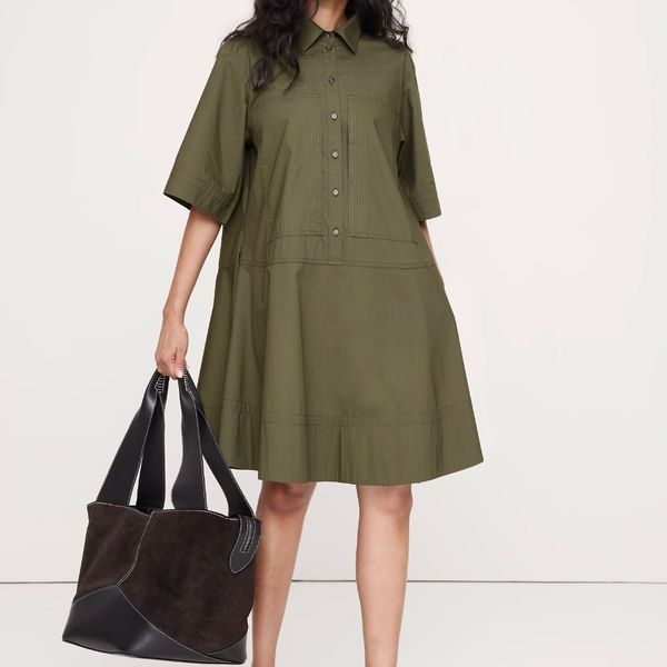 Banana Republic Cotton Poplin Trapeze Mini Shirt Dress