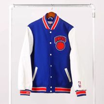 Mitchell & Ness ‘New York Knicks Classic Logo’ Varsity Leather Jacket