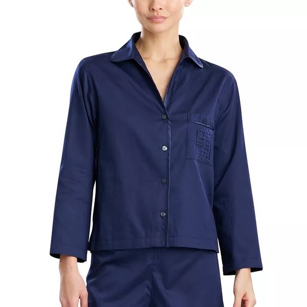 Natori Cotton Sateen Embroidered Essentials Notch Short Pajamas