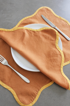 Scalloped Napkins In Rust and Turmeric (set of four)