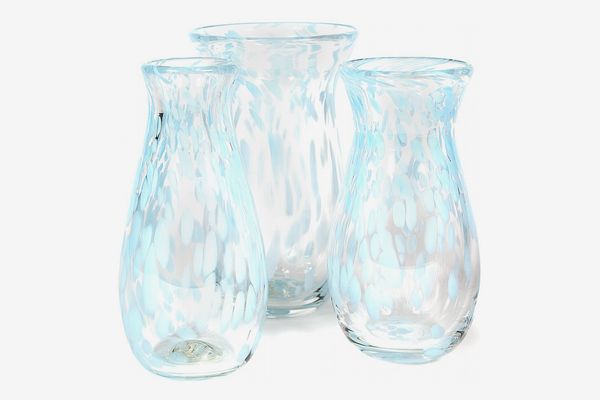 Paul Arnhold Glass Pale Aqua and Clear Speckled Vase