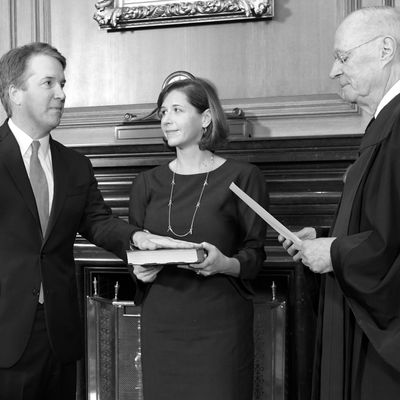 Brett Kavanaugh being sworn in to the Supreme Court.