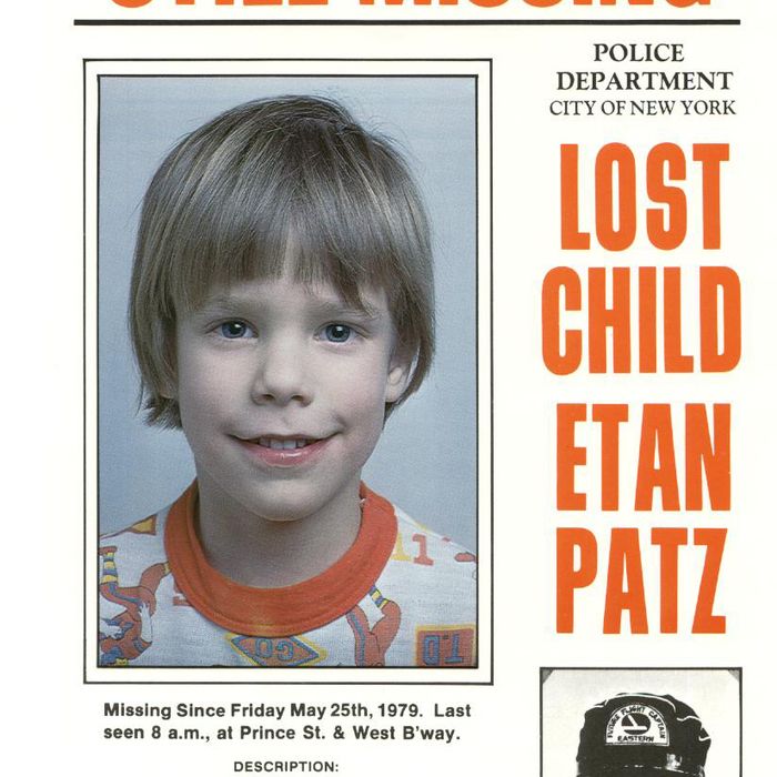 In this 1979 photo provided by the New York City Police Department shows a missing child poster for Etan Patz. New York City Police and the FBI began digging up a New York basement Thursday, April 19, 2012 for the remains of the 6-year-old boy whose 1979 disappearance on his way to school drew helped launch a missing children's movement that put kids' faces on milk cartons.In this 1979 photo provided by the New York City Police Department shows a missing child poster for Etan Patz. New York City Police and the FBI began digging up a New York basement Thursday, April 19, 2012 for the remains of the 6-year-old boy whose 1979 disappearance on his way to school drew helped launch a missing children's movement that put kids' faces on milk cartons. (AP Photo/New York City Police Department)