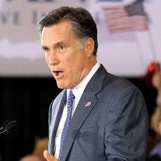 NOVI, MI - FEBRUARY 28: Republican presidential candidate, former Massachussetts Gov. Mitt Romney speaks during a primary night gathering at the Suburban Collections Showplace on February 28, 2012 in Novi, Michigan. Romney celebrated primary victories in Arizona and Michigan. (Photo by Justin Sullivan/Getty Images)