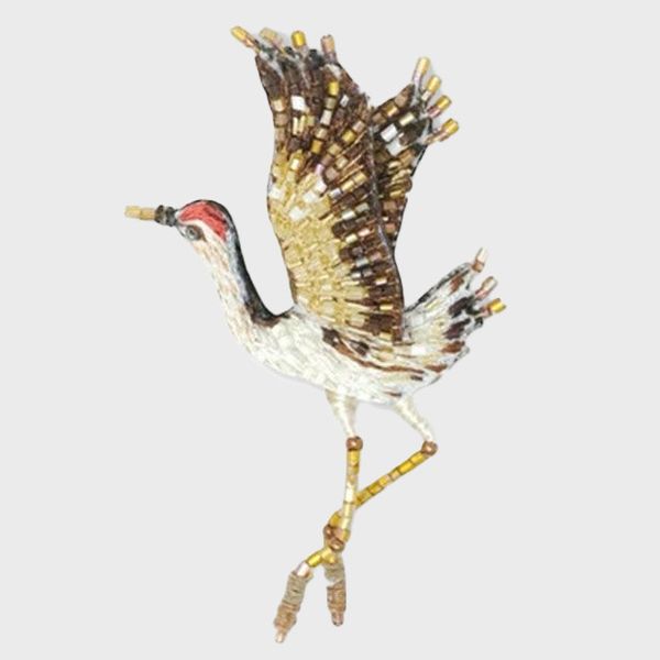 Sue Fisher King Artisan Brooch Pin Whooping Crane