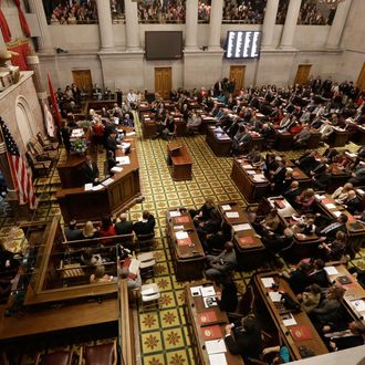 The House of Representatives meets on the opening day of the 109th General Assembly Tuesday, Jan. 13, 2015, in Nashville, Tenn. (AP Photo/Mark Humphrey)