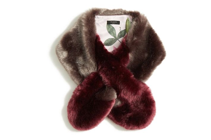 Burgundy Faux Fur Extra Long Scarf