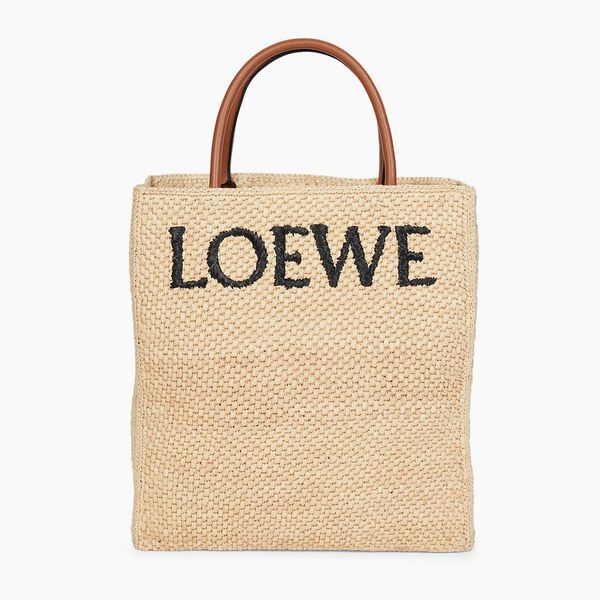 Loewe A4 Raffia & Leather Tote Bag