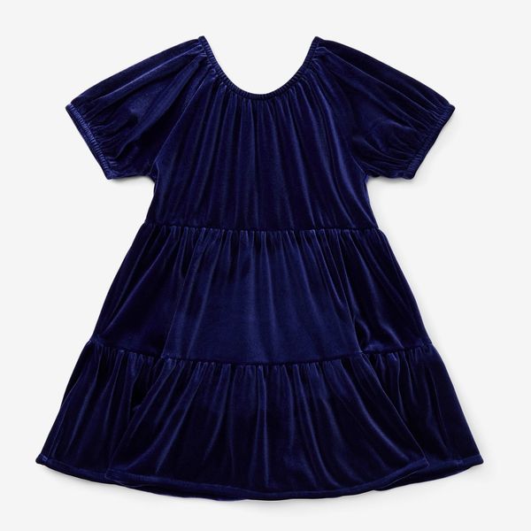 Wonder Nation Toddler Girls Tiered Velvet Dress with Puff Sleeves