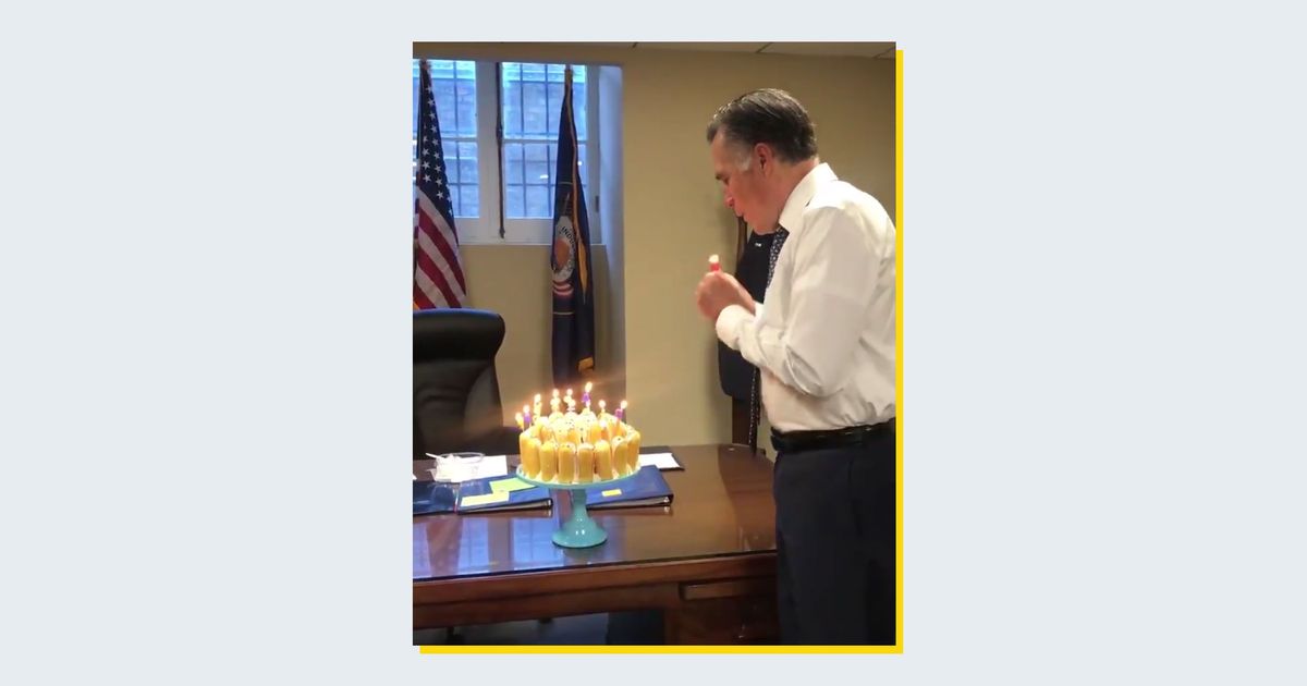 Mitt Romney Blows Out Birthday Candles One By One