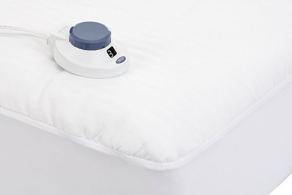 SoftHeat Electric Heated Warming Mattress Pad Dobby Stripe in White Size