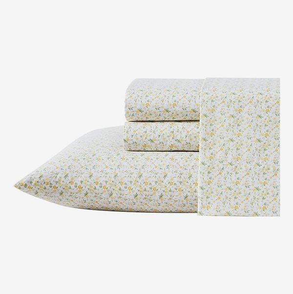 Laura Ashley Cotton Percale Bedding Set (Evie Yellow, Twin XL)