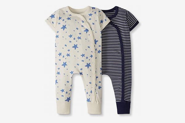 Moon and Back by Hanna Andersson Baby 2-Pack One-Piece Organic Cotton Short Sleeve Romper