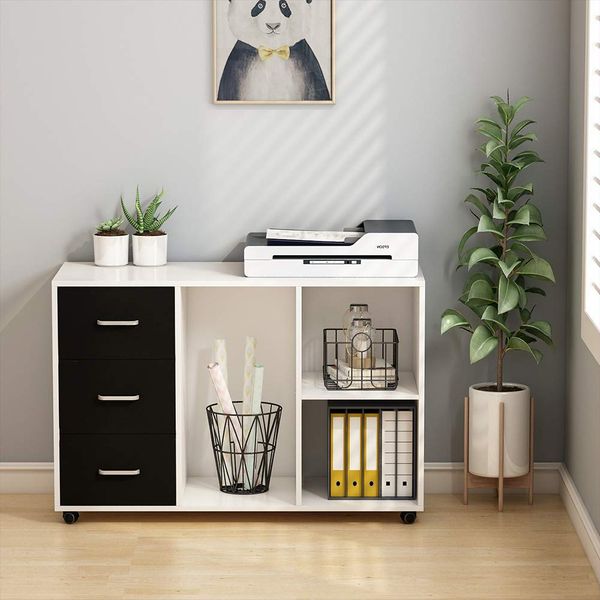 Tribesigns Office Storage Unit With Three-Drawer Lateral File Cabinet, 39 Inches Wide