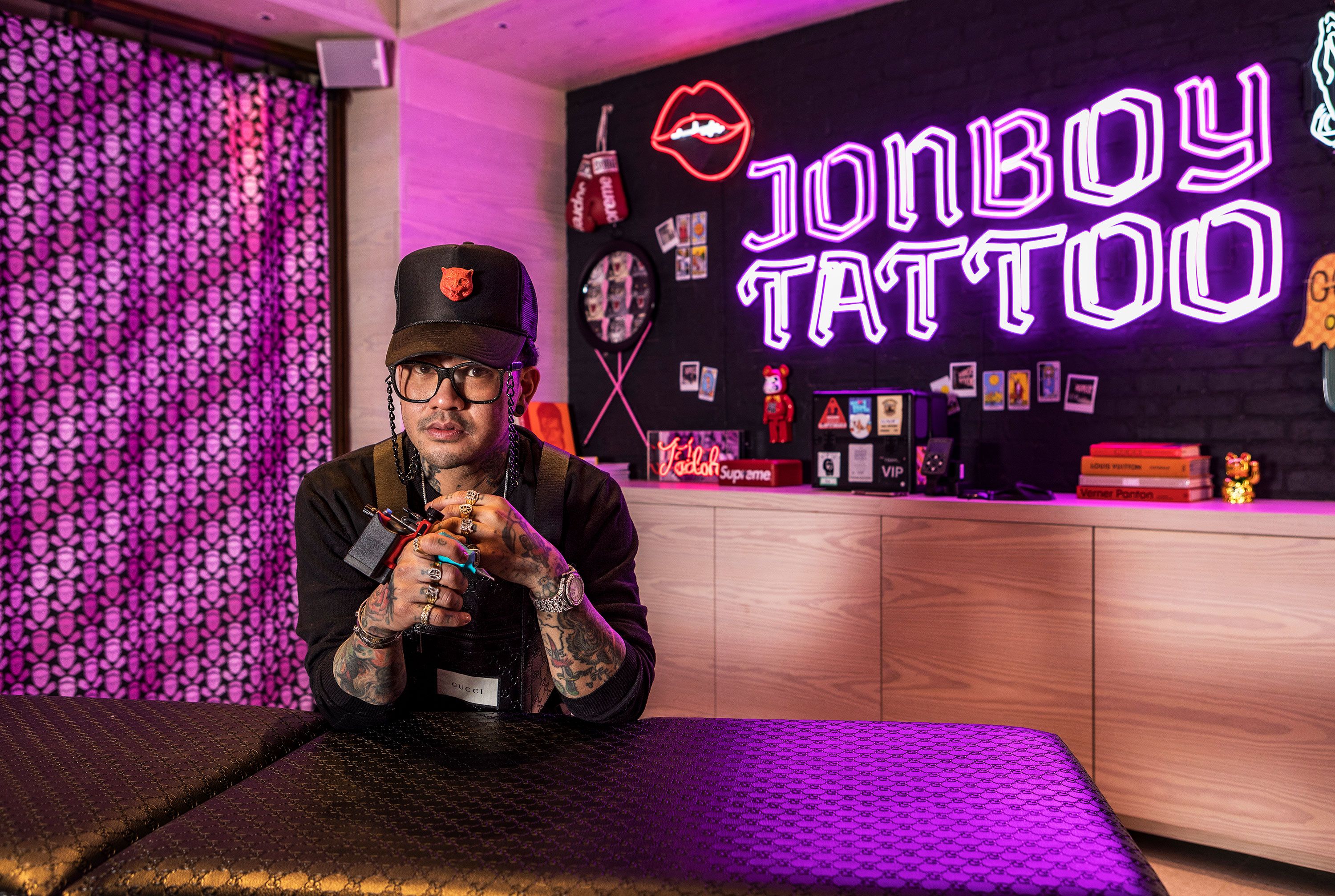 JonBoy, Iulia Mic at JonBoy Celebrates Tattoo Studio Launch: at Moxy Times  Square / id : 3286976 by