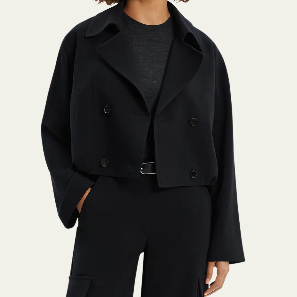 Theory Oversized Double-Breasted Crop Trench Coat