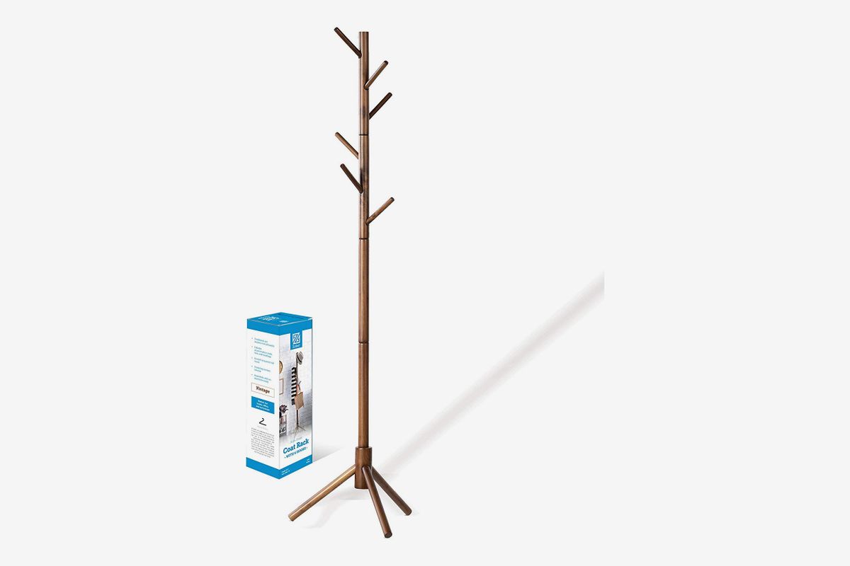 Entrance Type Clothes Rack Golden YERT Steel Coat Rack Tree with 7 Hooks Suitable for Corridors Easy to Assemble Free-Standing Coat Rack