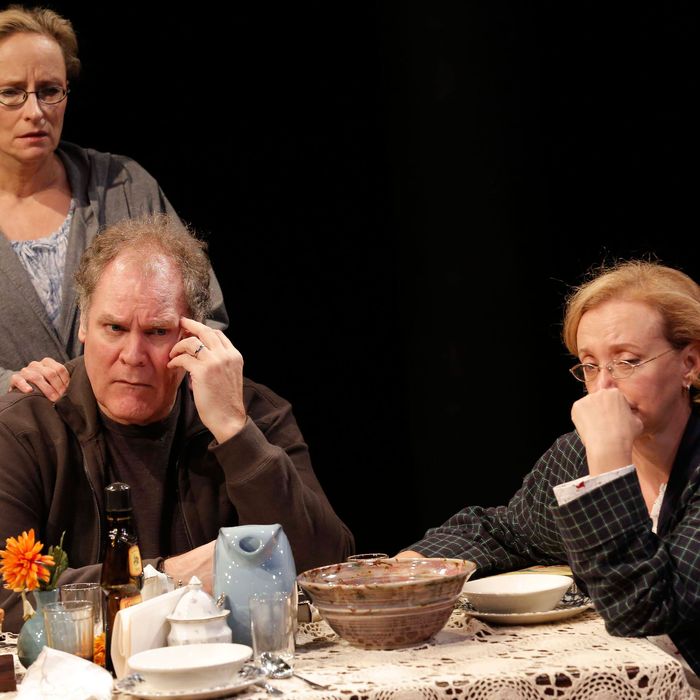Laila Robins, Jay O. Sanders, and J. Smith-Cameron in Sorry, written and directed by Richard Nelson, a Public Lab production running through November 18 at The Public Theater at Astor Place.
