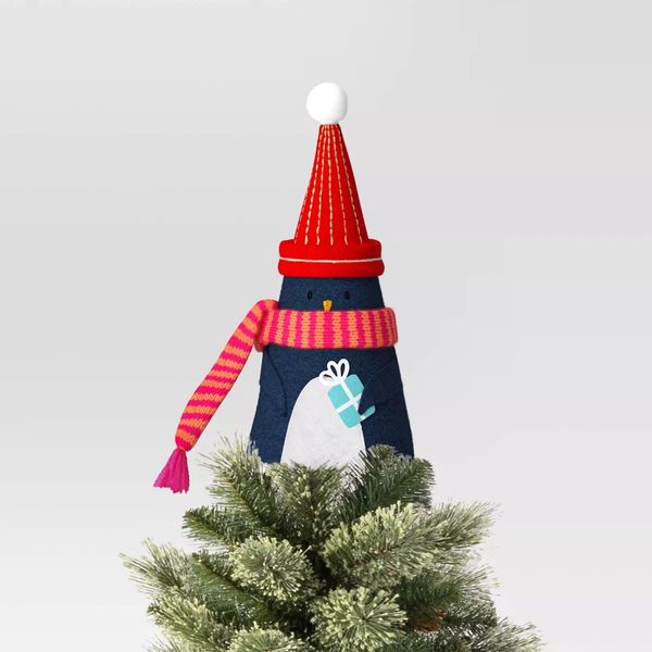 Wondershop 7.25” Felt Cone Penguin Mini Christmas Tree Topper