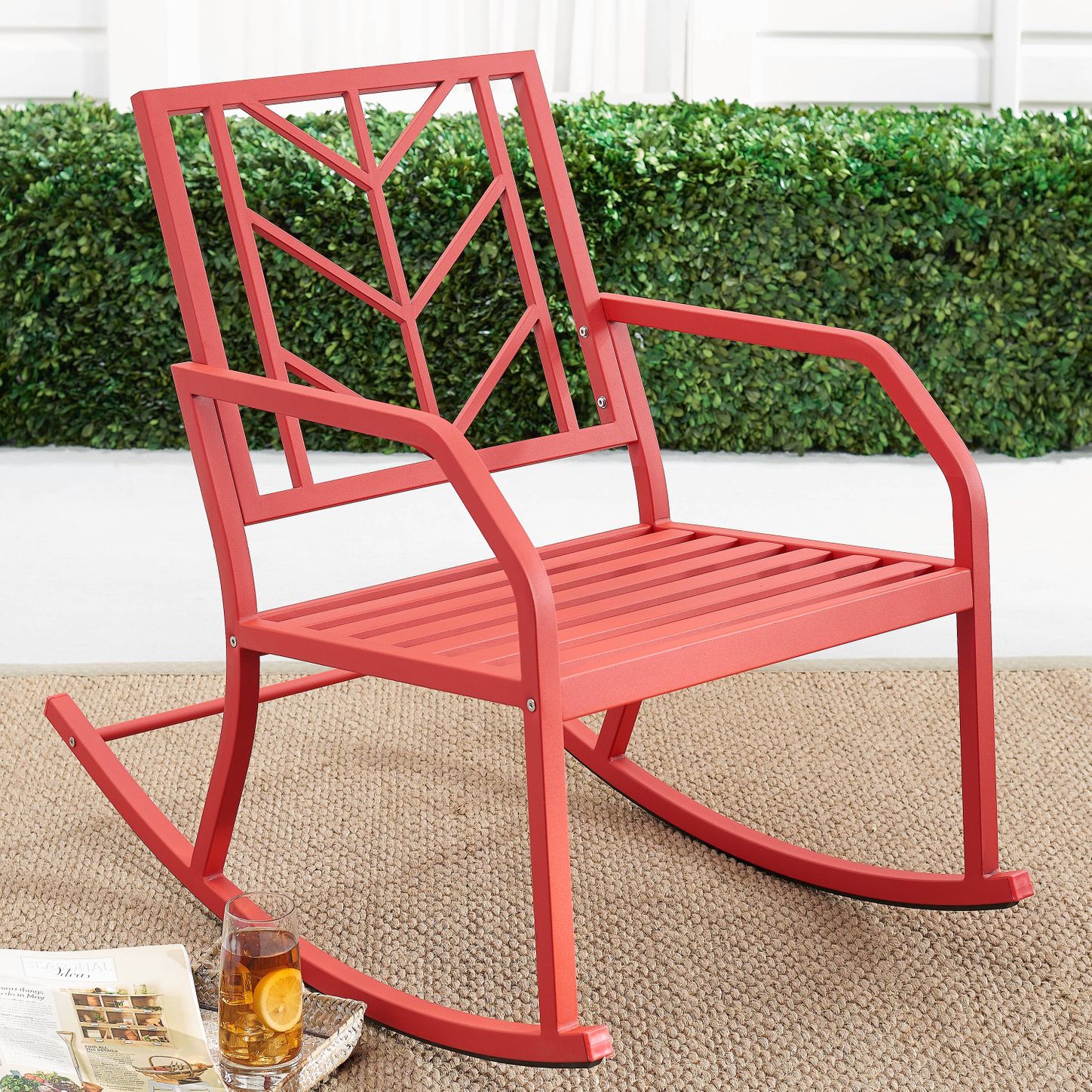 White Mainstays Evry Bell Outdoor Metal Rocking Chair 