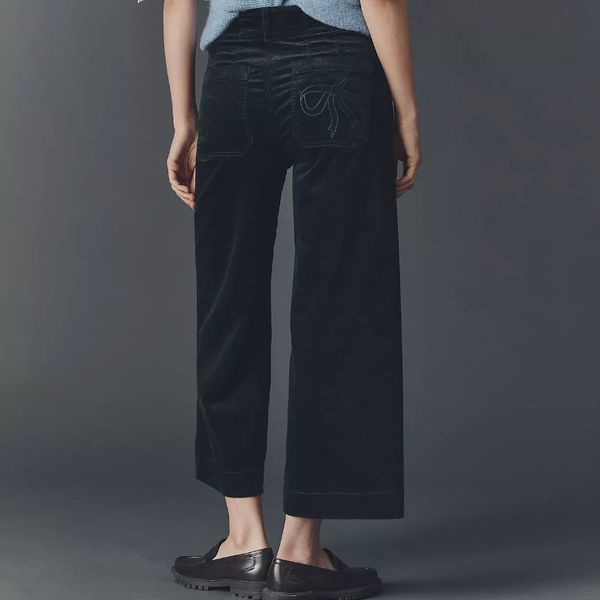 The Colette Bow Corduroy Crop Wide-Leg Pants by Maeve