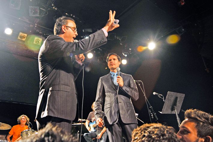 David Wain, Michael Ian Black==
WET HOT AMERICAN SUMMER 10 Year Anniversary Show Hosted by STELLA with Special Guests==
Music Hall of Williamsburg, NYC==
August 3, 2011==
?Patrick McMullan==
Photo - Ryan McCune/PatrickMcMullan.com==
==