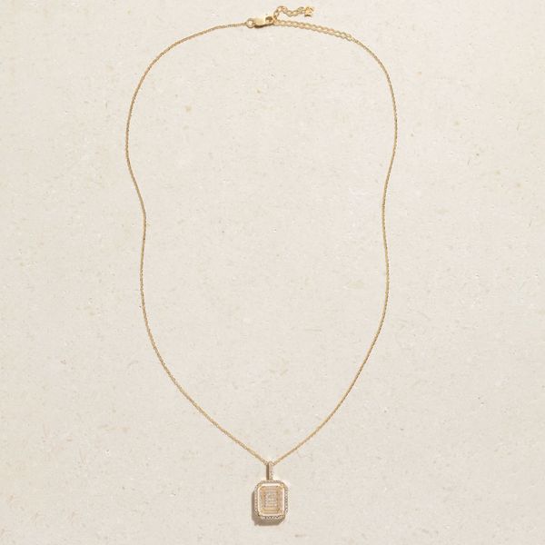 Mateo Initial 14-karat Gold, Quartz and Diamond Necklace