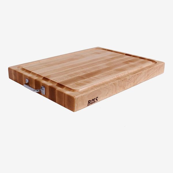 John Boos Block Reversible Maple Cutting Board with Juice Groove and Chrome Handles