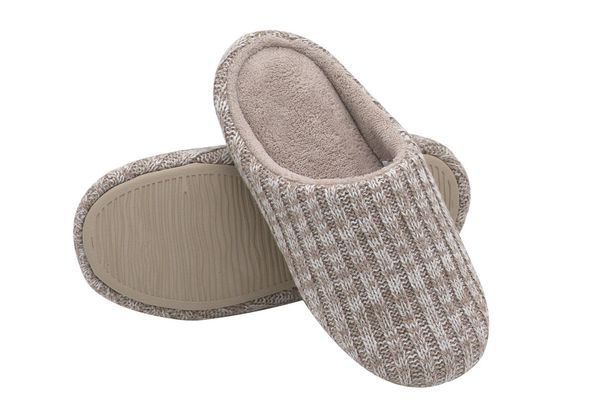HomeIdeas Women’s Cashmere Cotton Knitted Anti-slip House Slippers