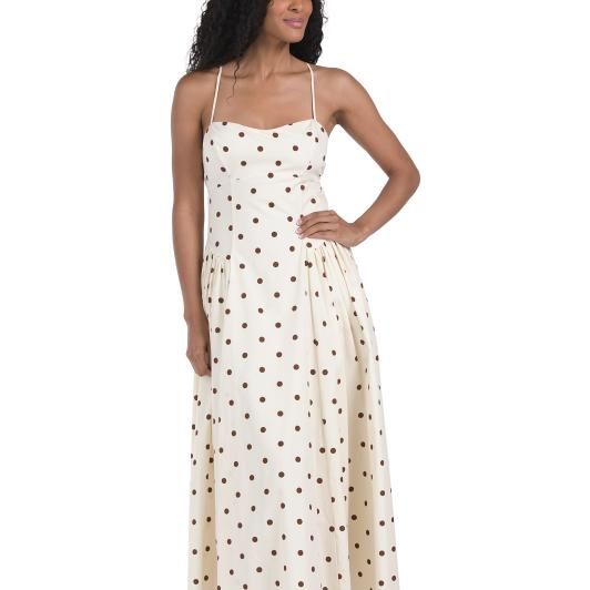 CAMILA COELHO Sweetheart Neckline Polka Dot Maxi Dress