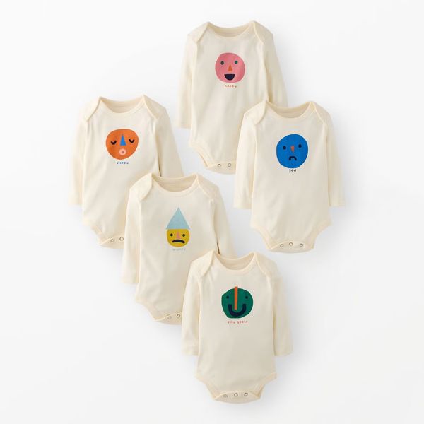 Hanna Andersson 5-Pack Baby Long Sleeve Graphic Bodysuits