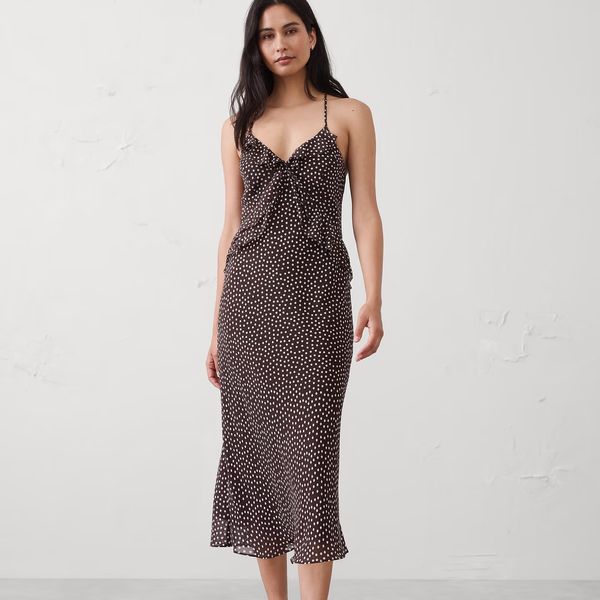 Banana Republic Factory Chiffon Bias Ruffle Midi Dress
