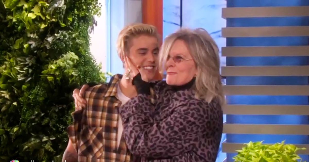 Diane Keaton Drinks Wine and Hugs Justin Bieber on Ellen, Because Diane Keaton Doesn't F Around