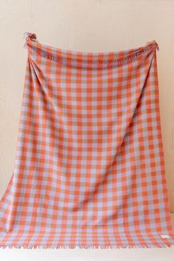 TBCo Recycled Wool Extra Large Blanket in Orange Gingham