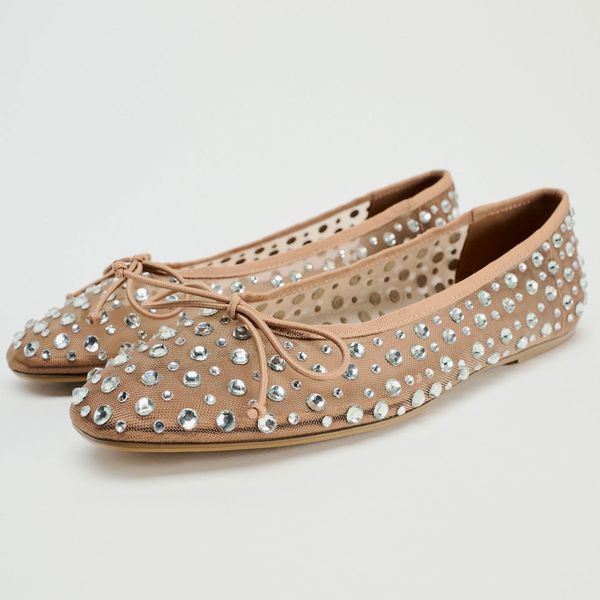 Zara Shiny Mesh Ballet Flats