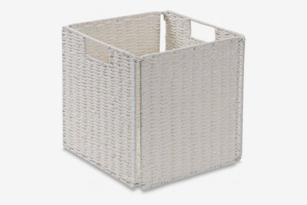 Simple Woven Paper Rope Collapsible Storage Basket in White
