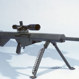 A Barrett light .50-caliber sniper rifle with scope.