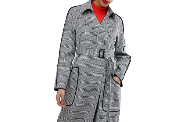 ASOS Checked Trench with Contrast Piping