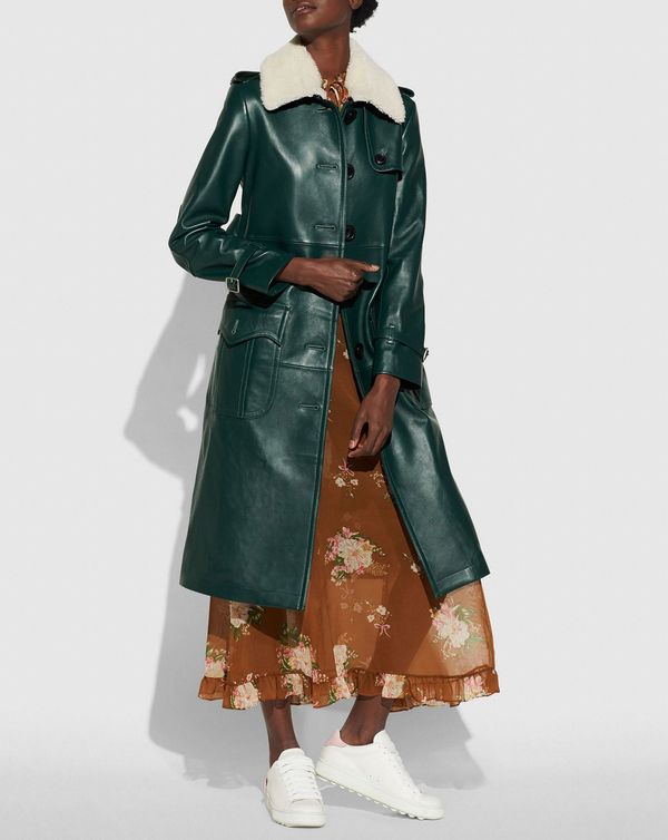 Coach Leather Trench Coat