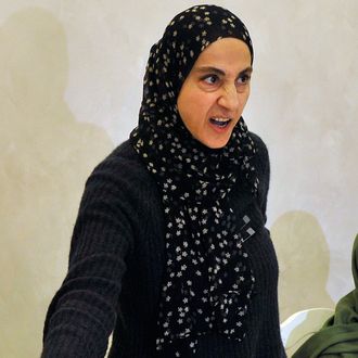 Zubeidat Tsarnaeva, the mother of the suspected Boston bombers, brothers Tamerlan and Dzhokhar Tsarnaev, gestures as she attends a news conference in Makhachkala on April 25, 2013. The mother of the two brothers suspected of carrying out the Boston bombings on Thursday launched an impassioned attack on the US authorities over the death of one of her sons, as her husband planned to return to the United States find out what happened. The parents of the two suspects Tamerlan and Dzhokhar Tsarnaev, spoke to reporters at a news conference in the Russian region of Dagestan where they were living when the Boston marathon bombings took place. 