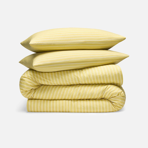 Brooklinen Classic Percale Duvet Cover - Tandem Stripe in Flax